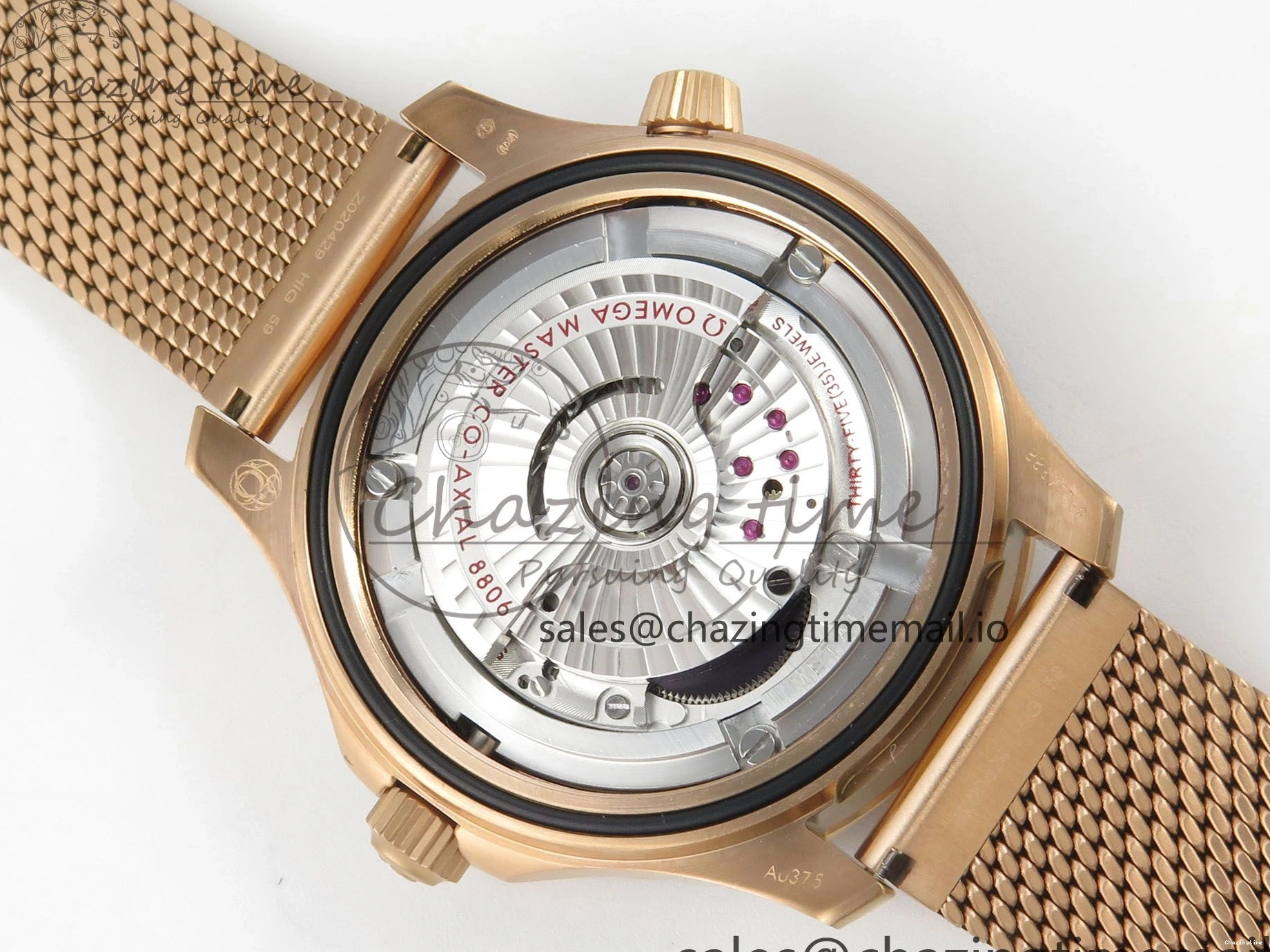 0510 Stylish Seamaster 300M Diver Rose Gold VSF 1:1 Best Edition Black Dial on Mesh Bracelet A 7662